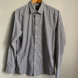 Dockers Men's Classic Fit Gray Checker Long Sleeve Button‎ Up Shirt Size Medium